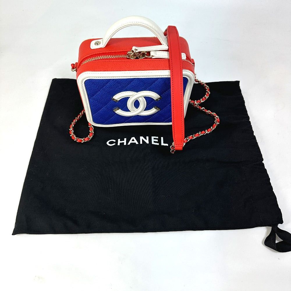 Chanel Chanel A93342 Coma Mark Cc Filigree Vanity Bag Tricolor Shoulder Caviar Skin Women Red Size ONE SIZE - 16 Thumbnail