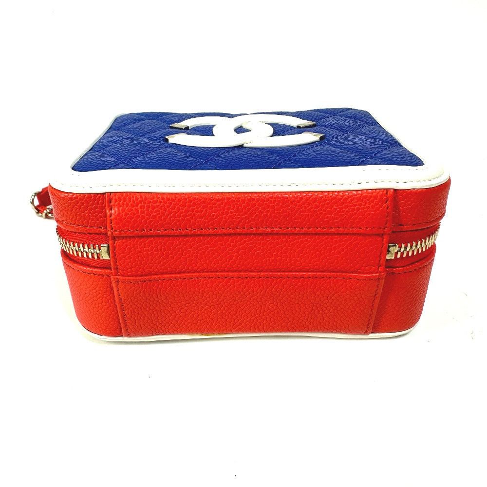 Chanel Chanel A93342 Coma Mark Cc Filigree Vanity Bag Tricolor Shoulder Caviar Skin Women Red Size ONE SIZE - 3 Thumbnail