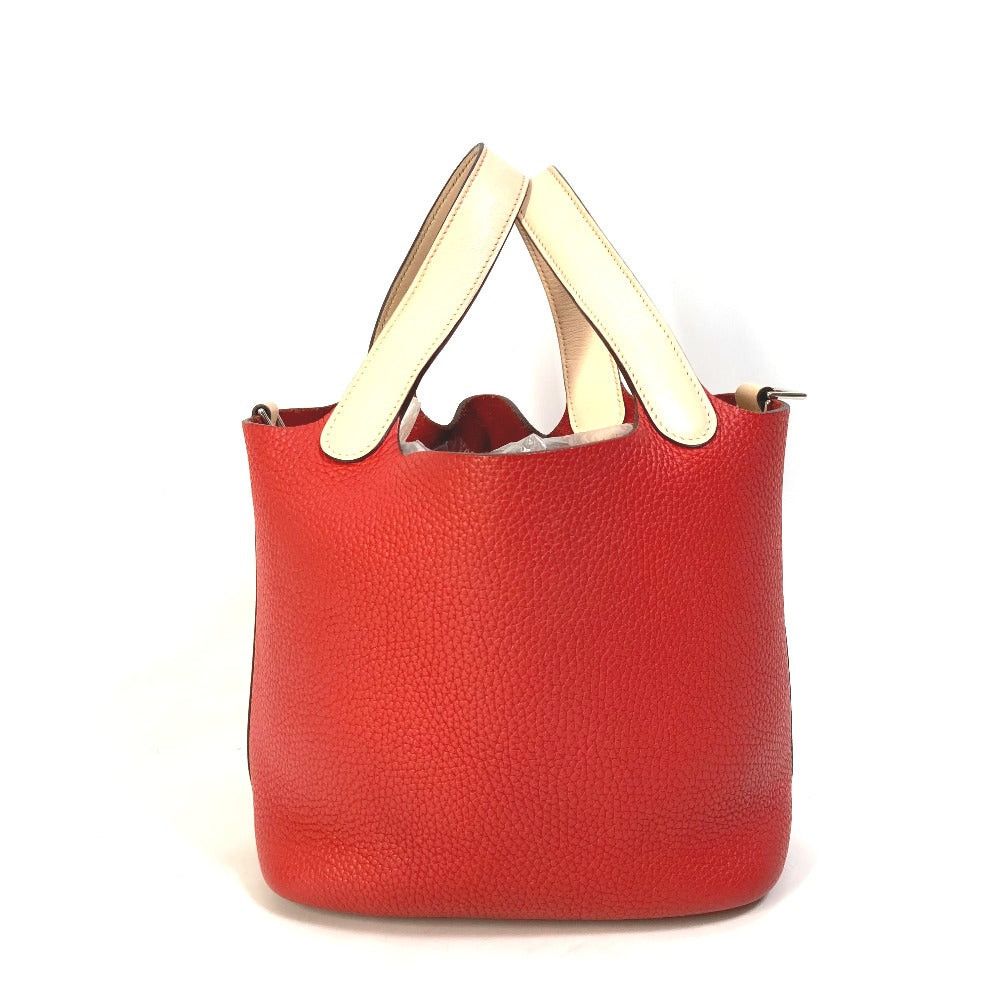 Hermes Hermes Bicolor Picotin Lock Pm Eclat Tote Bag Handbag Trillon Clemence Women Roughed Tomato Rose Eglantine Red Size ONE SIZE - 2 Thumbnail