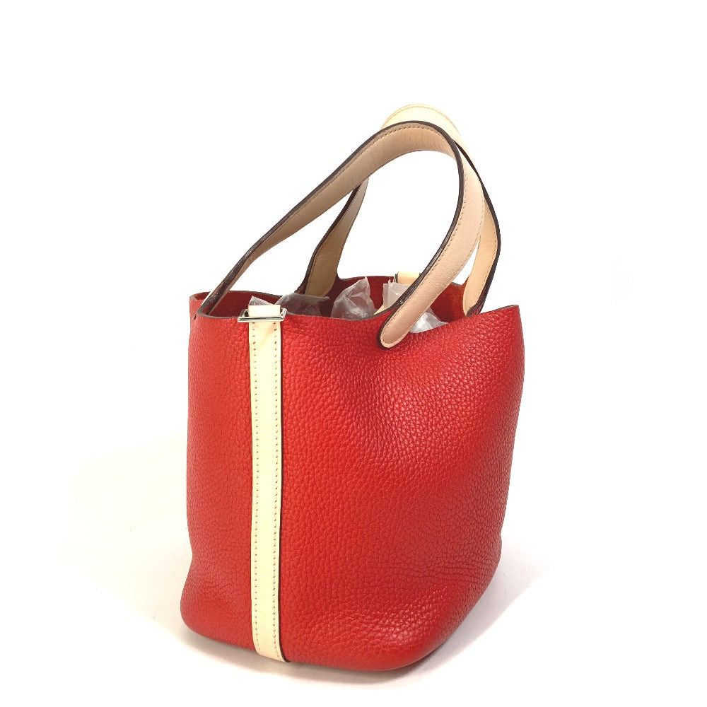 Hermes Hermes Bicolor Picotin Lock Pm Eclat Tote Bag Handbag Trillon Clemence Women Roughed Tomato Rose Eglantine Red Size ONE SIZE - 3 Thumbnail
