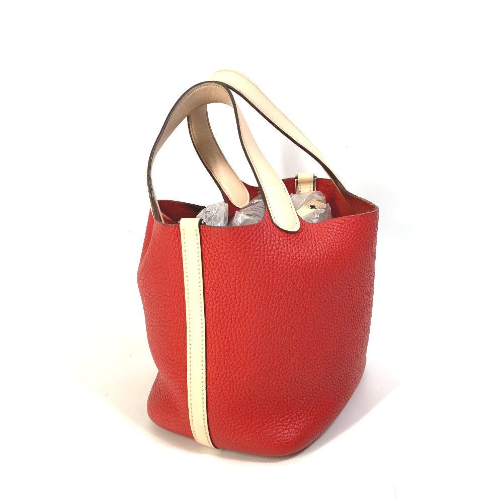 Hermes Hermes Bicolor Picotin Lock Pm Eclat Tote Bag Handbag Trillon Clemence Women Roughed Tomato Rose Eglantine Red Size ONE SIZE - 4 Thumbnail