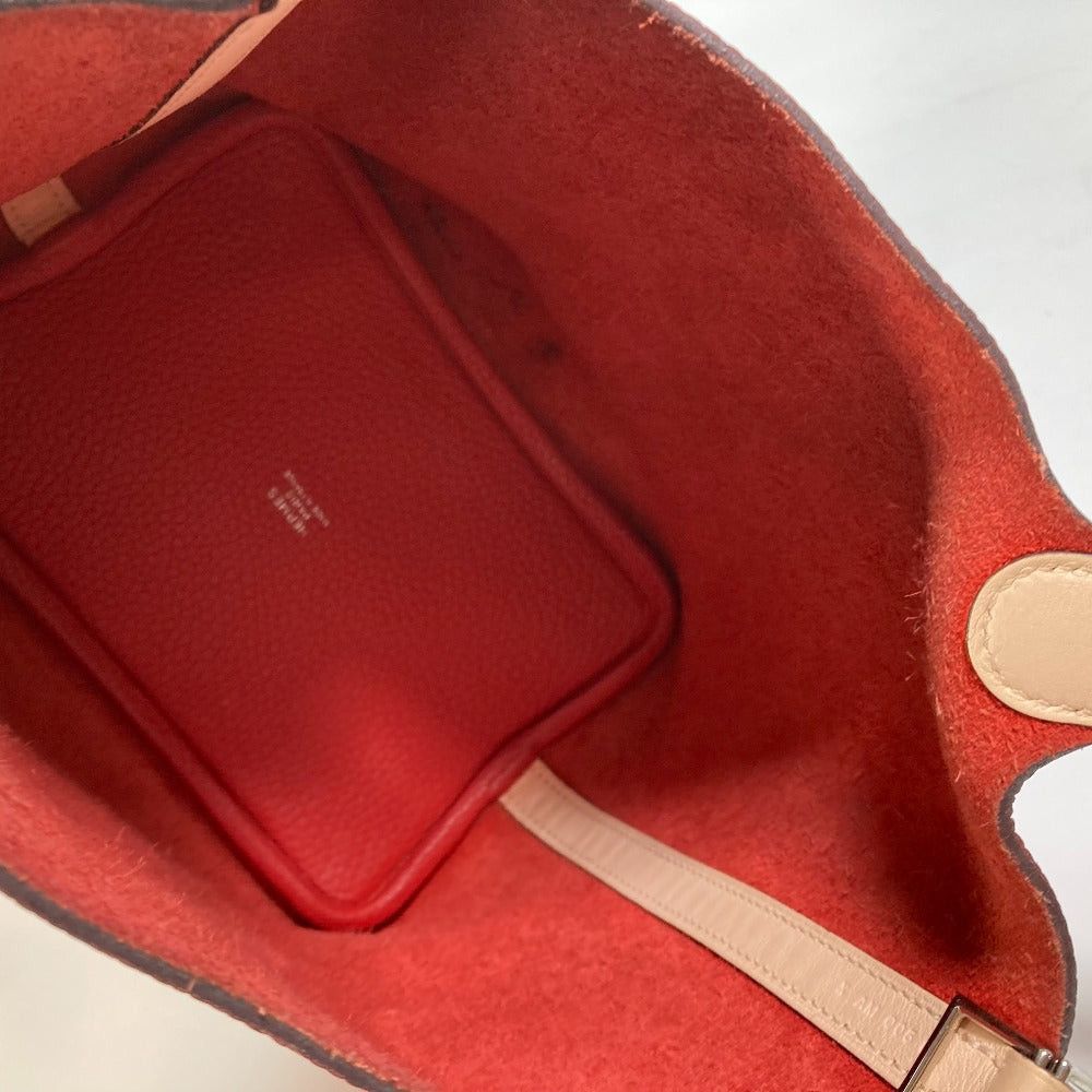 Hermes Hermes Bicolor Picotin Lock Pm Eclat Tote Bag Handbag Trillon Clemence Women Roughed Tomato Rose Eglantine Red Size ONE SIZE - 13 Thumbnail