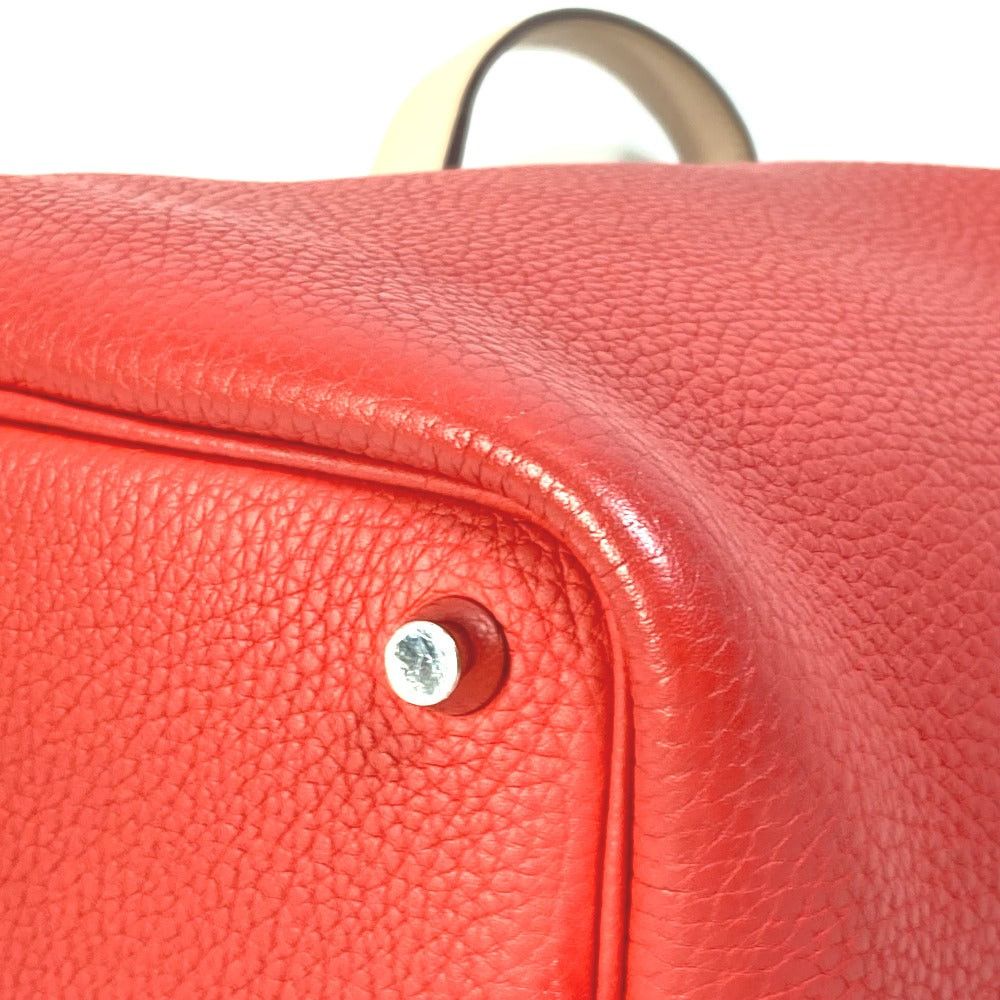 Hermes Hermes Bicolor Picotin Lock Pm Eclat Tote Bag Handbag Trillon Clemence Women Roughed Tomato Rose Eglantine Red Size ONE SIZE - 6 Thumbnail