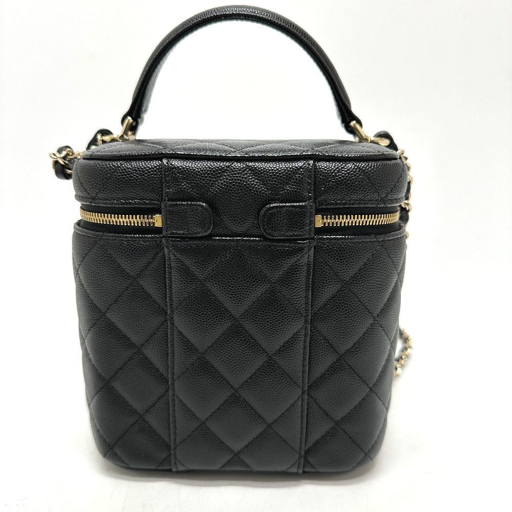 Chanel Chanel As2362 Coma Mark Cc Matelasse Double Chain Bag Shoulder Handbag Briefcase Vanity Caviar Skin Women Black Size ONE SIZE - 2 Thumbnail