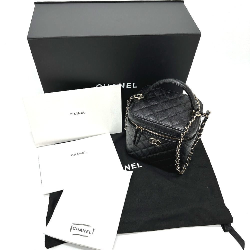 Chanel Chanel As2362 Coma Mark Cc Matelasse Double Chain Bag Shoulder Handbag Briefcase Vanity Caviar Skin Women Black Size ONE SIZE - 15 Thumbnail