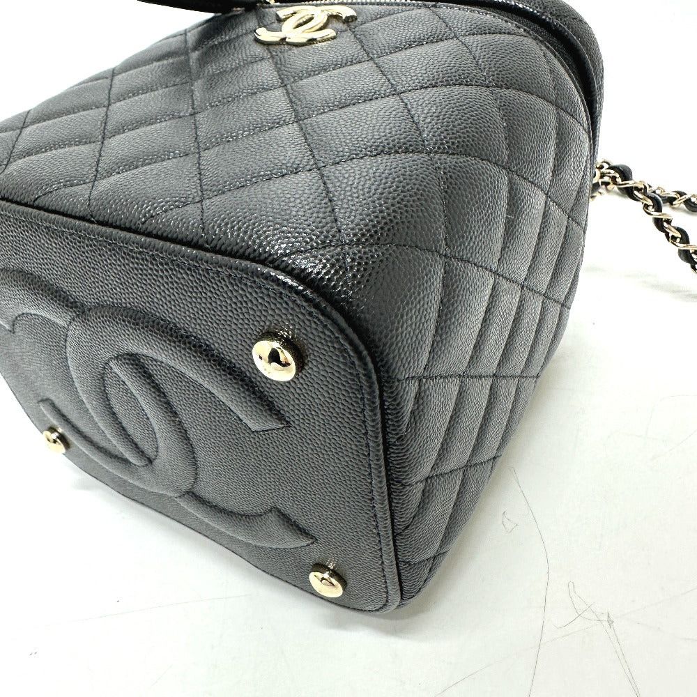 Chanel Chanel As2362 Coma Mark Cc Matelasse Double Chain Bag Shoulder Handbag Briefcase Vanity Caviar Skin Women Black Size ONE SIZE - 4 Thumbnail