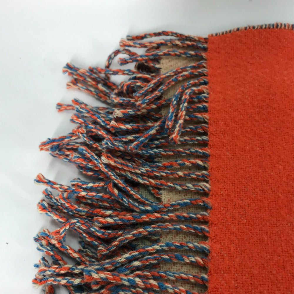 Hermes Hermes Plaid "Brides De Brid Gala Blanket Interior Fringe Wool/Cashmere Unisex Orange Size ONE SIZE - 3 Thumbnail