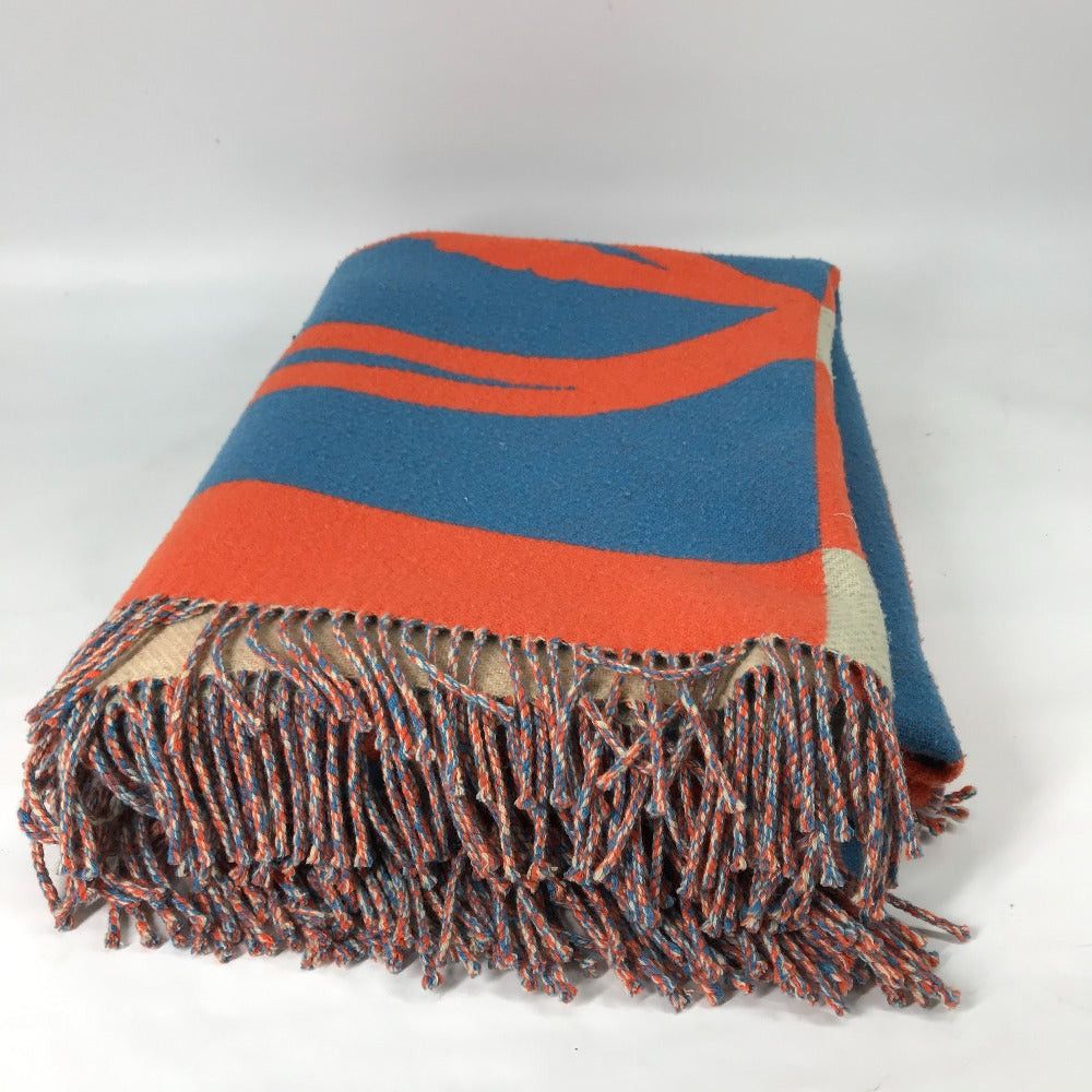 Hermes Hermes Plaid "Brides De Brid Gala Blanket Interior Fringe Wool/Cashmere Unisex Orange Size ONE SIZE - 13 Thumbnail