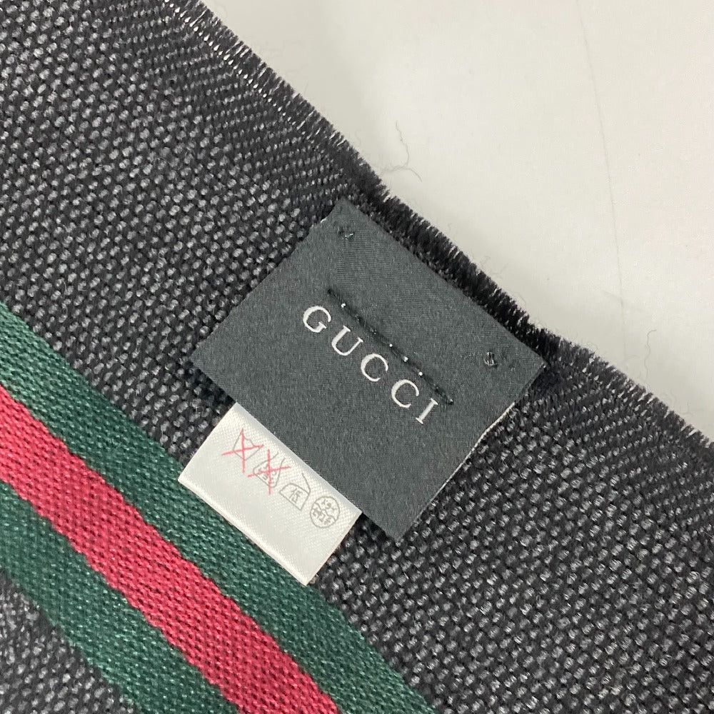 Gucci Gucci 268941 Sherry Line Gg Fringe Scarf Wool Men Gray Size ONE SIZE - 6 Thumbnail