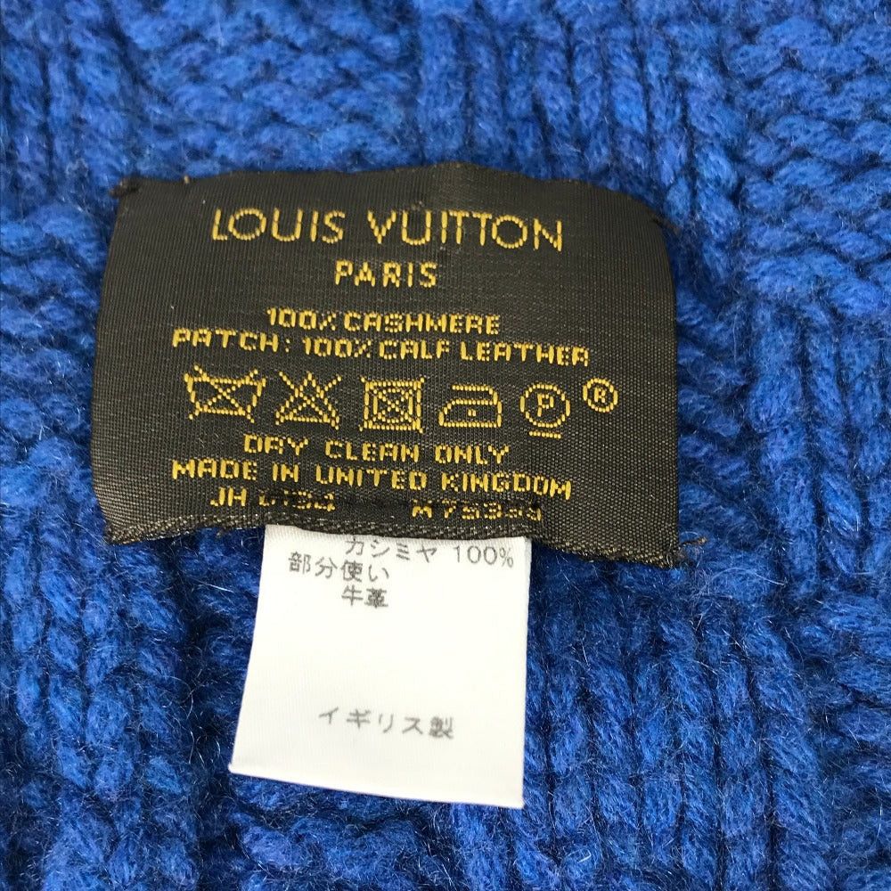 Louis Vuitton Louis Vuitton M75339 Echalp Helsinki Leather Tag Scarf Cashmere Men Blue Size ONE SIZE - 8 Thumbnail