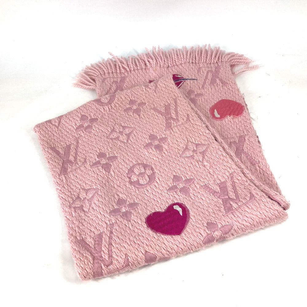 Louis Vuitton Louis Vuitton M71587 Echalp Logomania Assemble La Folli Heart Lip Lips Fringe Scarf Wool Women Pink Size ONE SIZE - 2 Thumbnail