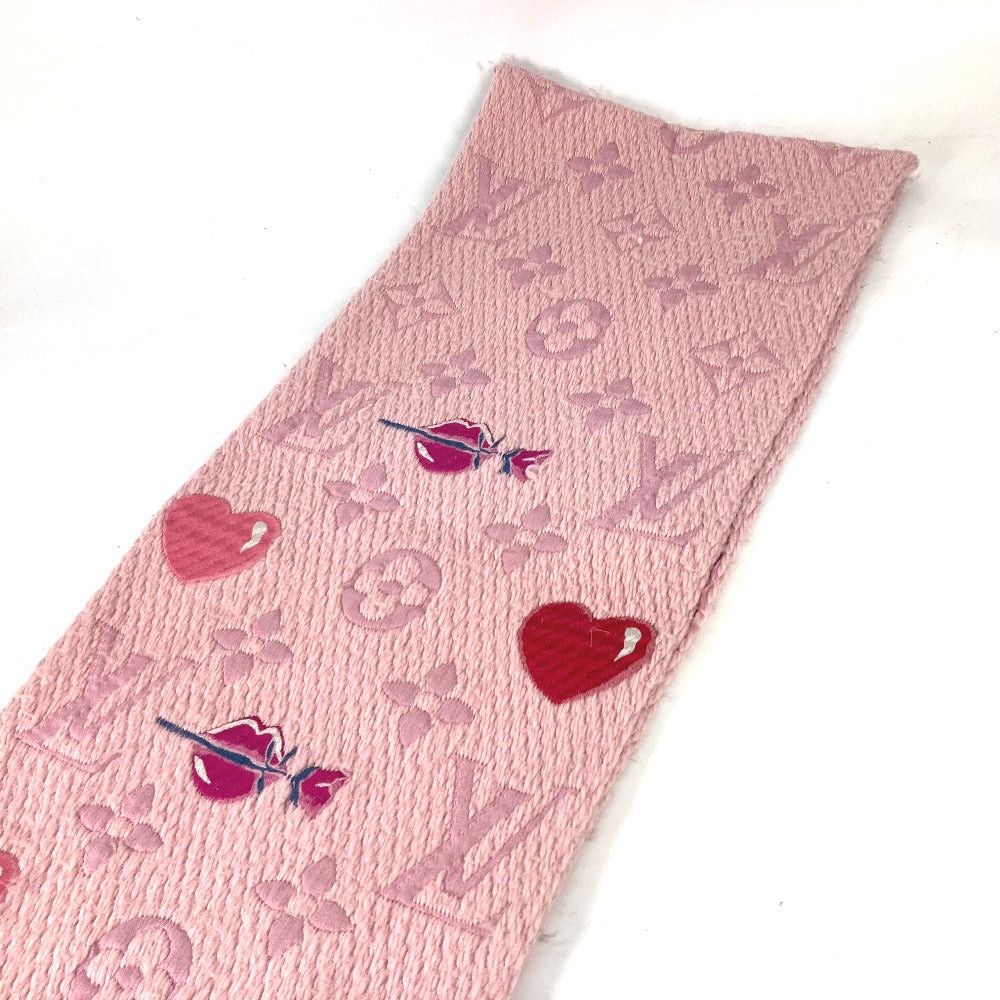 Louis Vuitton Louis Vuitton M71587 Echalp Logomania Assemble La Folli Heart Lip Lips Fringe Scarf Wool Women Pink Size ONE SIZE - 4 Thumbnail