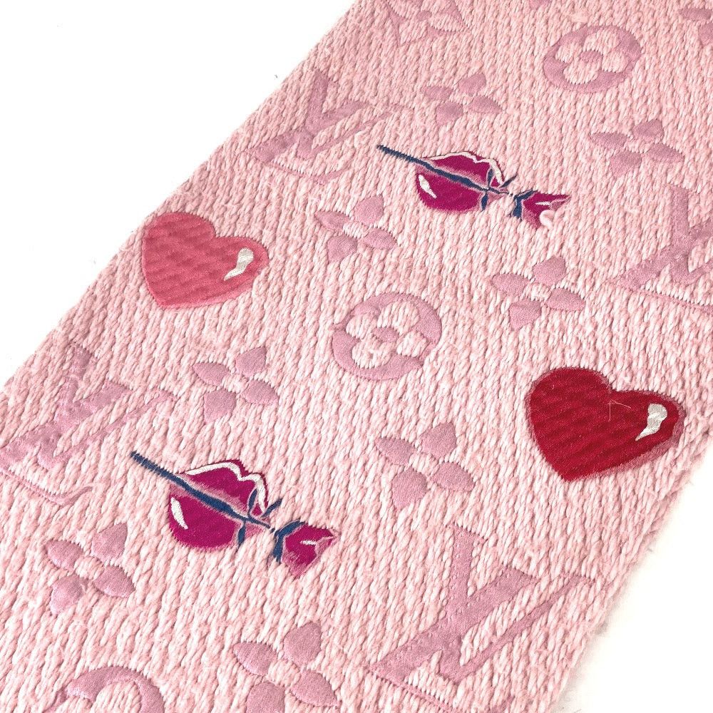 Louis Vuitton Louis Vuitton M71587 Echalp Logomania Assemble La Folli Heart Lip Lips Fringe Scarf Wool Women Pink Size ONE SIZE - 5 Thumbnail