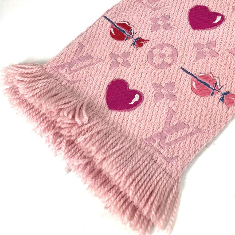 Louis Vuitton Louis Vuitton M71587 Echalp Logomania Assemble La Folli Heart Lip Lips Fringe Scarf Wool Women Pink Size ONE SIZE - 9 Thumbnail