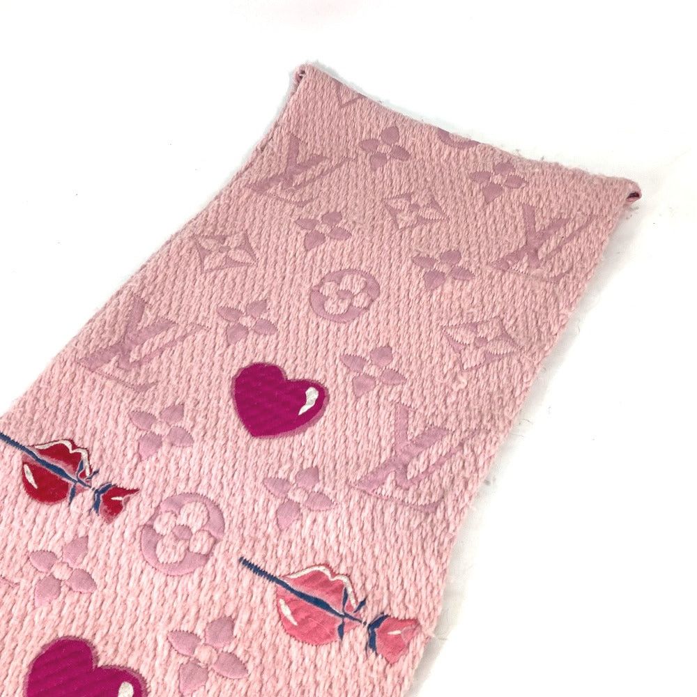 Louis Vuitton Louis Vuitton M71587 Echalp Logomania Assemble La Folli Heart Lip Lips Fringe Scarf Wool Women Pink Size ONE SIZE - 8 Thumbnail