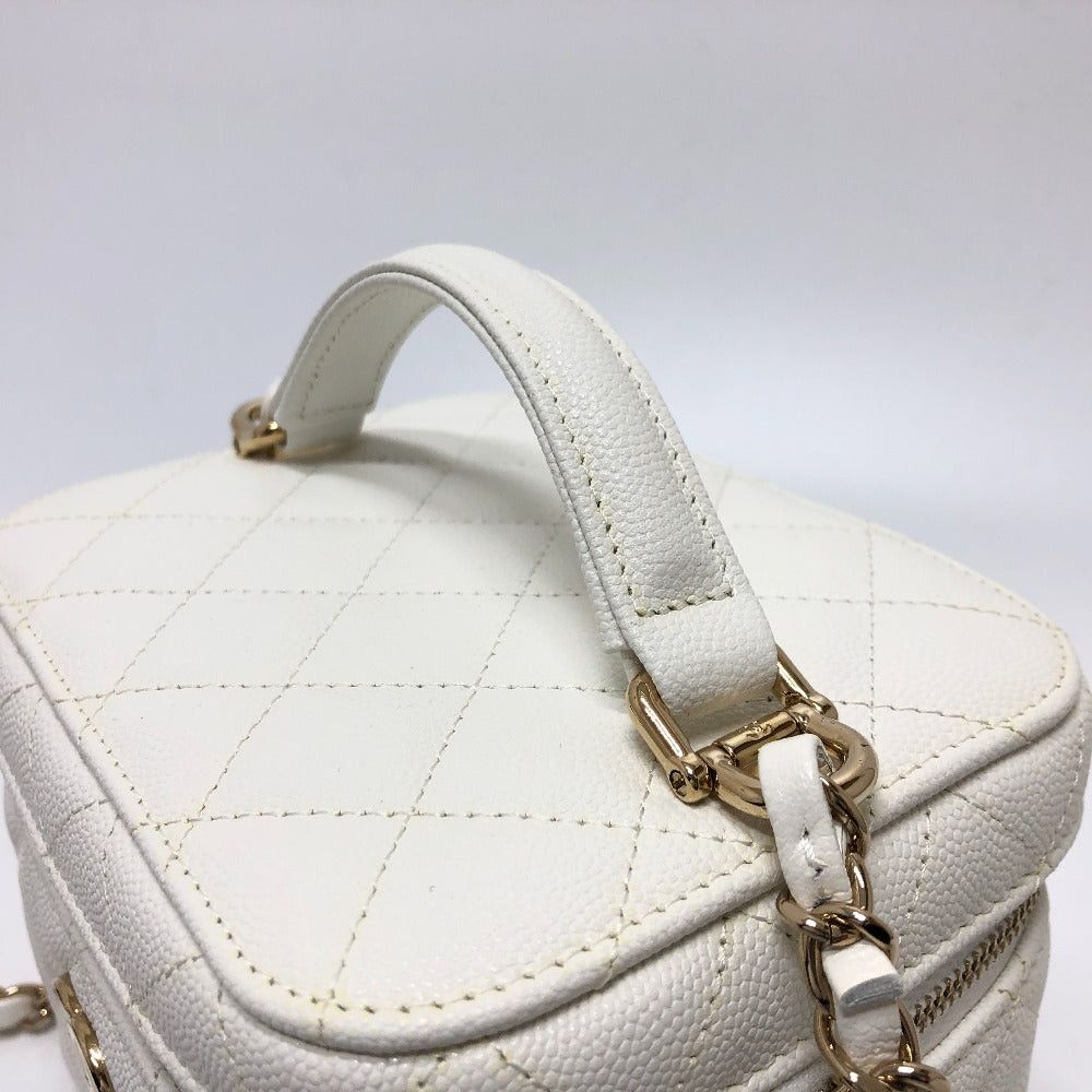 Chanel Chanel As3171 Coma Mark Cc Vanity Bag Chain 2 Way Handbag Shoulder Caviar Skin Women White Size ONE SIZE - 9 Thumbnail