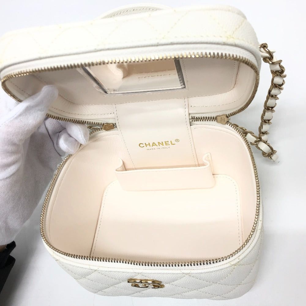 Chanel Chanel As3171 Coma Mark Cc Vanity Bag Chain 2 Way Handbag Shoulder Caviar Skin Women White Size ONE SIZE - 12 Thumbnail
