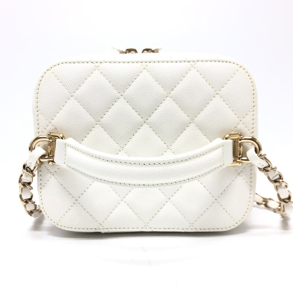 Chanel Chanel As3171 Coma Mark Cc Vanity Bag Chain 2 Way Handbag Shoulder Caviar Skin Women White Size ONE SIZE - 3 Thumbnail