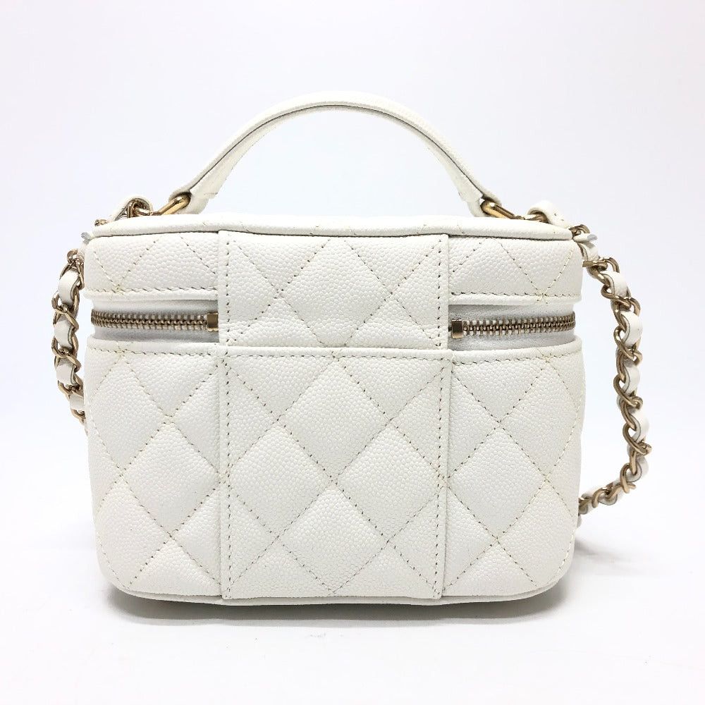 Chanel Chanel As3171 Coma Mark Cc Vanity Bag Chain 2 Way Handbag Shoulder Caviar Skin Women White Size ONE SIZE - 2 Thumbnail