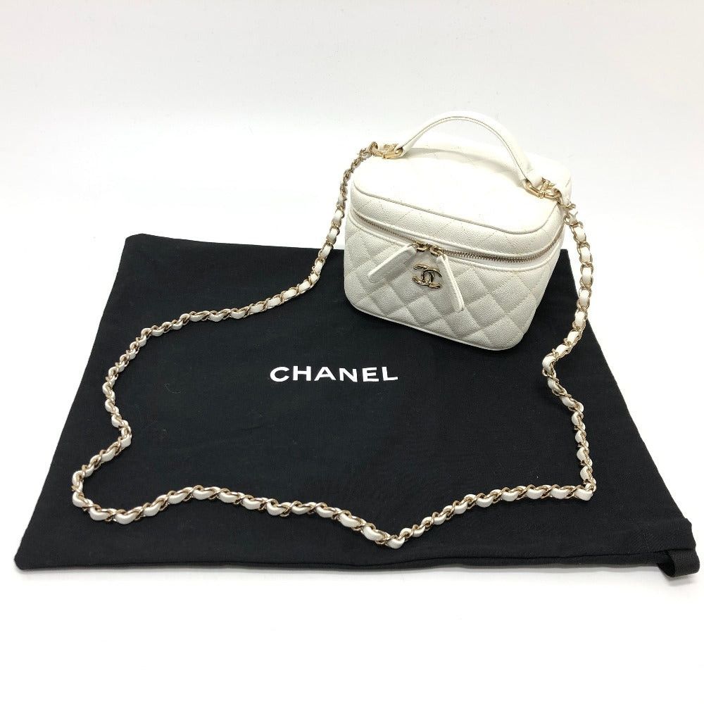 Chanel Chanel As3171 Coma Mark Cc Vanity Bag Chain 2 Way Handbag Shoulder Caviar Skin Women White Size ONE SIZE - 17 Thumbnail
