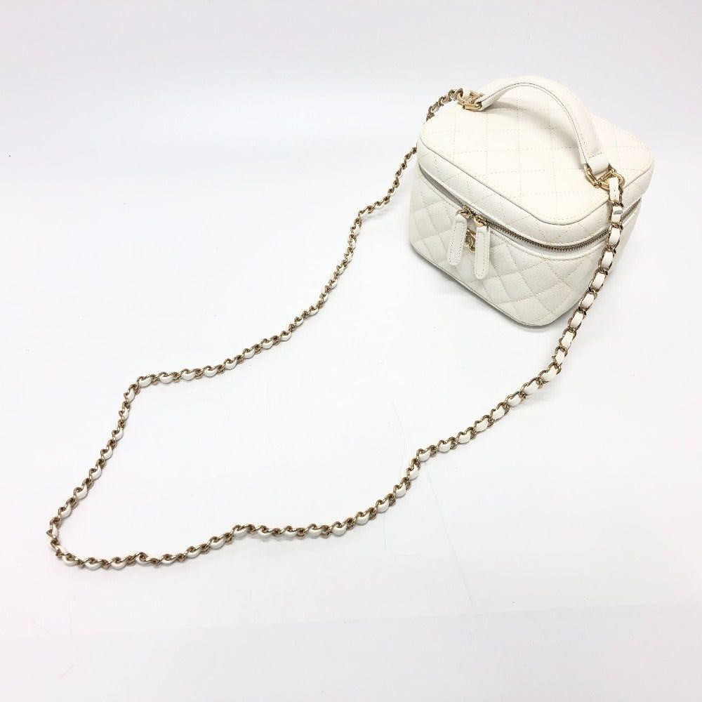 Chanel Chanel As3171 Coma Mark Cc Vanity Bag Chain 2 Way Handbag Shoulder Caviar Skin Women White Size ONE SIZE - 5 Thumbnail