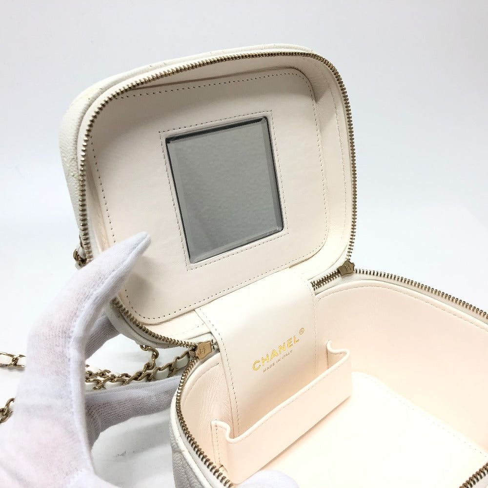 Chanel Chanel As3171 Coma Mark Cc Vanity Bag Chain 2 Way Handbag Shoulder Caviar Skin Women White Size ONE SIZE - 13 Thumbnail