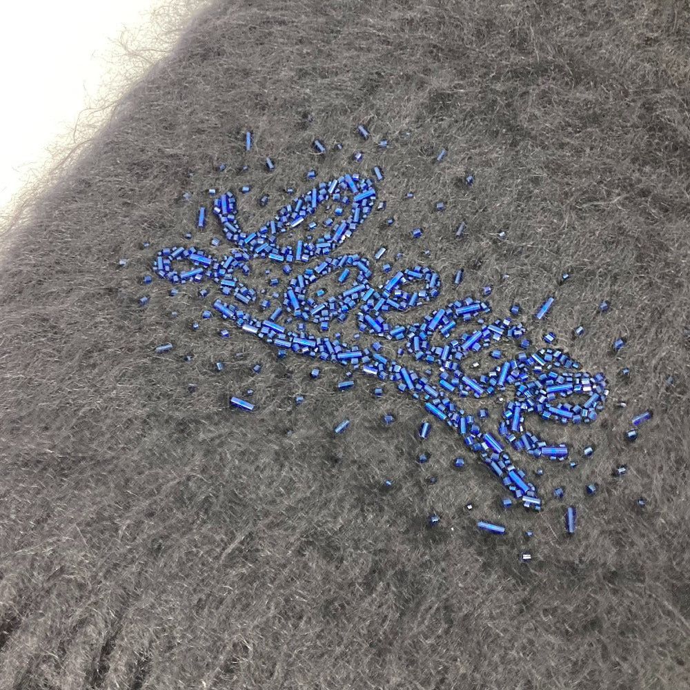 Loewe Loewe Bead Embroidery Logo Fringe Scarf Mohair Women Black Size ONE SIZE - 4 Thumbnail