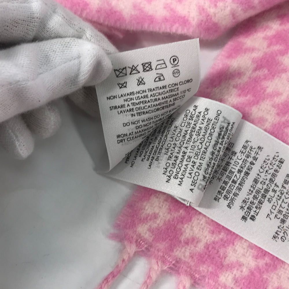 Balenciaga Balenciaga Check Logo Fringe Scarf Wool/Cashmere Women Pink Size ONE SIZE - 10 Thumbnail