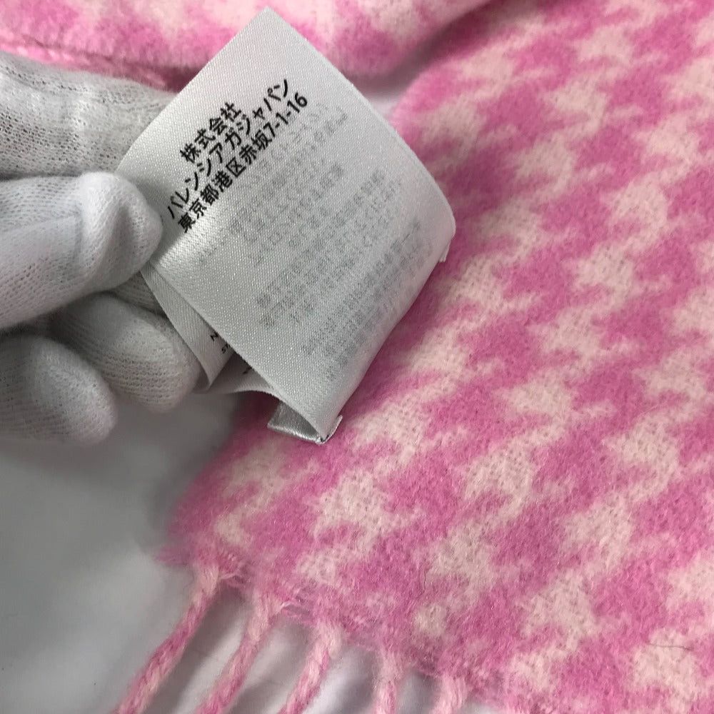 Balenciaga Balenciaga Check Logo Fringe Scarf Wool/Cashmere Women Pink Size ONE SIZE - 11 Thumbnail