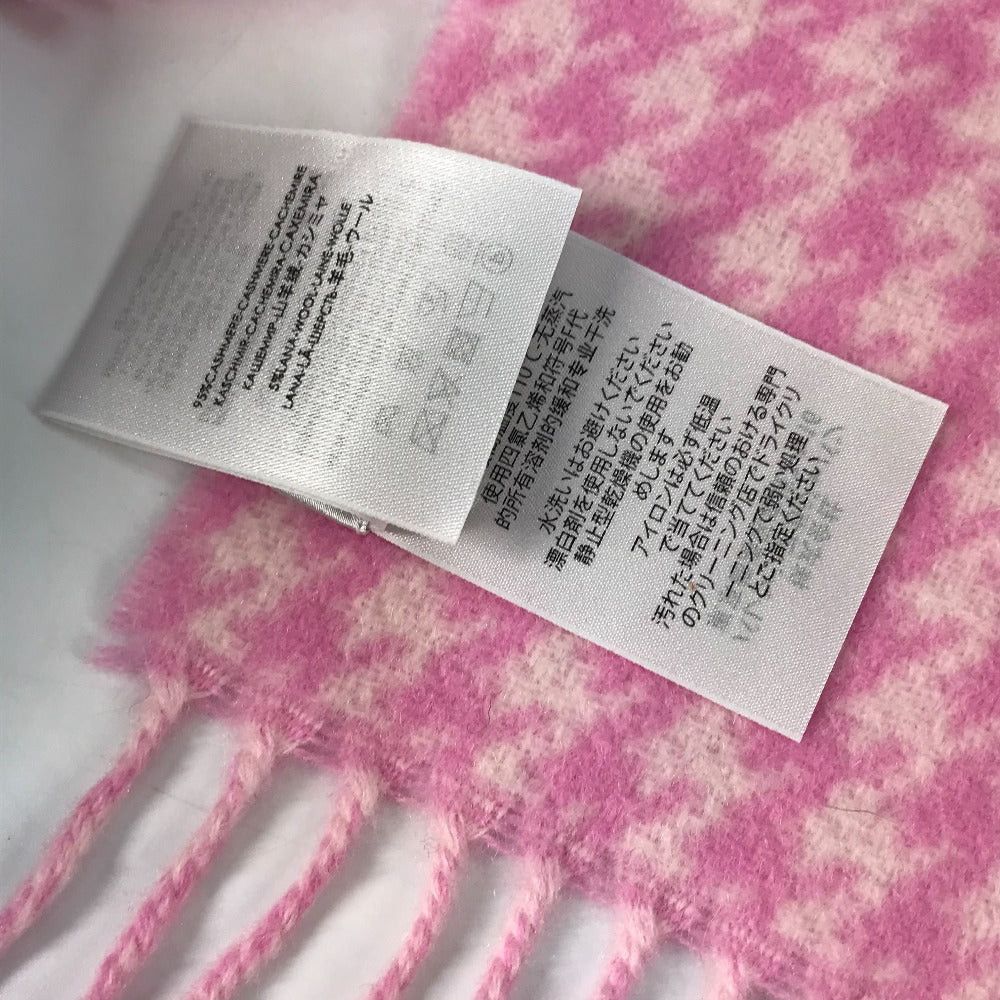 Balenciaga Balenciaga Check Logo Fringe Scarf Wool/Cashmere Women Pink Size ONE SIZE - 9 Thumbnail