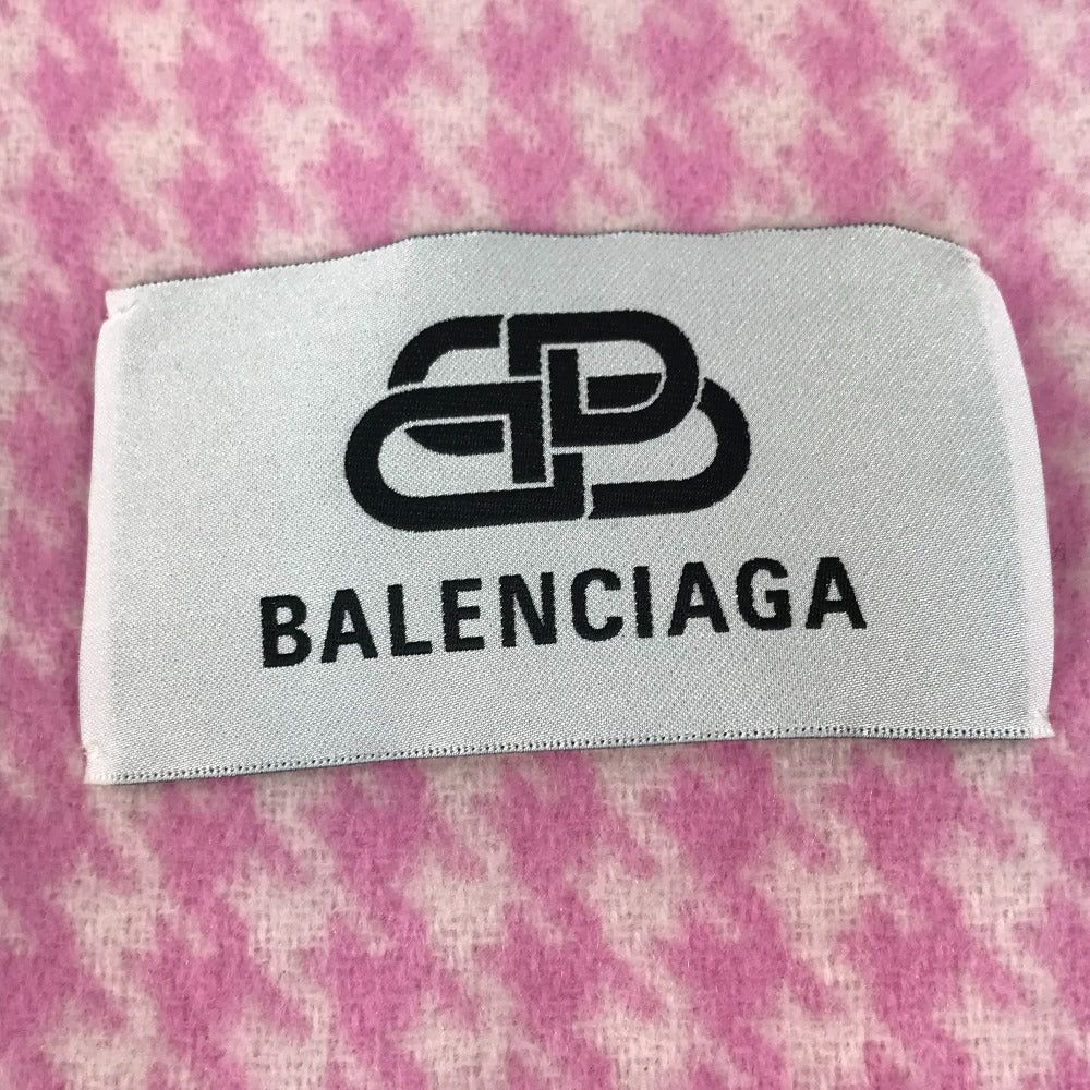 Balenciaga Balenciaga Check Logo Fringe Scarf Wool/Cashmere Women Pink Size ONE SIZE - 7 Thumbnail