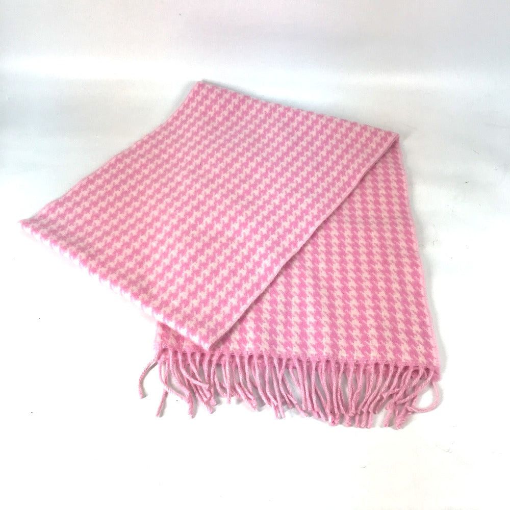Balenciaga Balenciaga Check Logo Fringe Scarf Wool/Cashmere Women Pink Size ONE SIZE - 2 Thumbnail