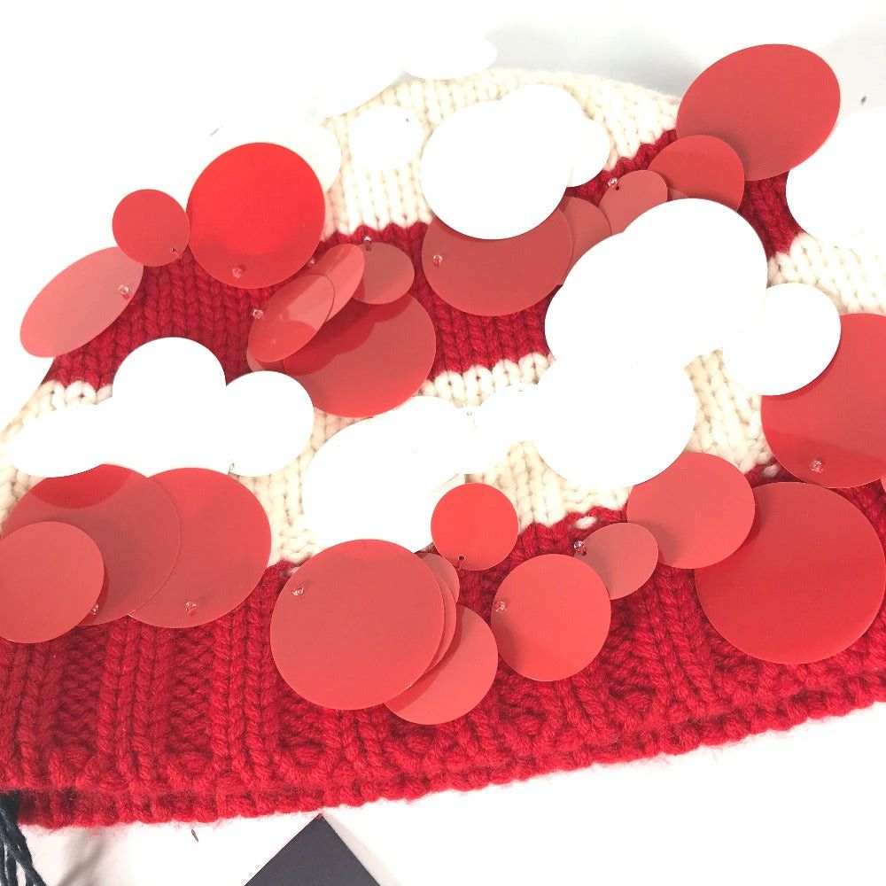 Prada Prada Sequin Knitted Hat Cashmere Women Red Size ONE SIZE - 8 Thumbnail