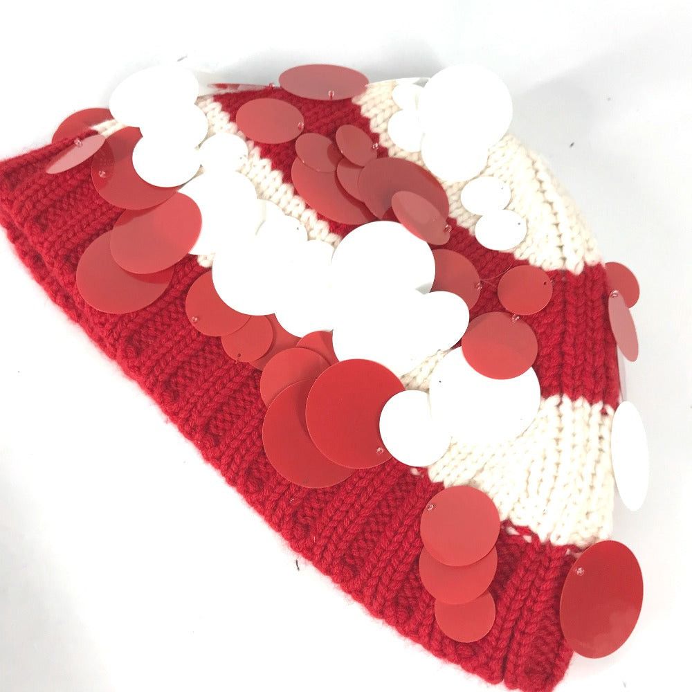 Prada Prada Sequin Knitted Hat Cashmere Women Red Size ONE SIZE - 2 Thumbnail