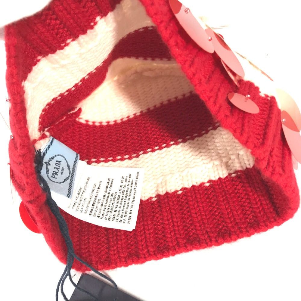 Prada Prada Sequin Knitted Hat Cashmere Women Red Size ONE SIZE - 6 Thumbnail