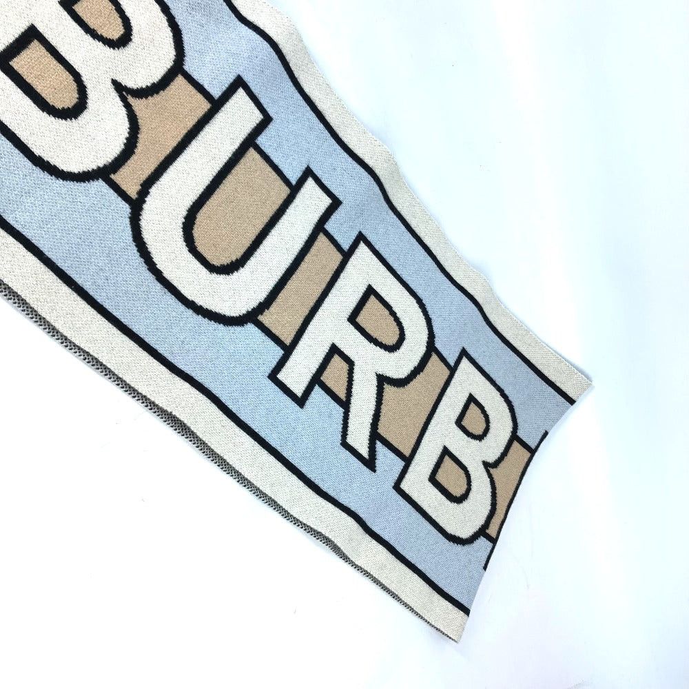Burberry Burberry 8021740 Border Logo Fringe Scarf Cashmere Women Beige Size ONE SIZE - 3 Thumbnail