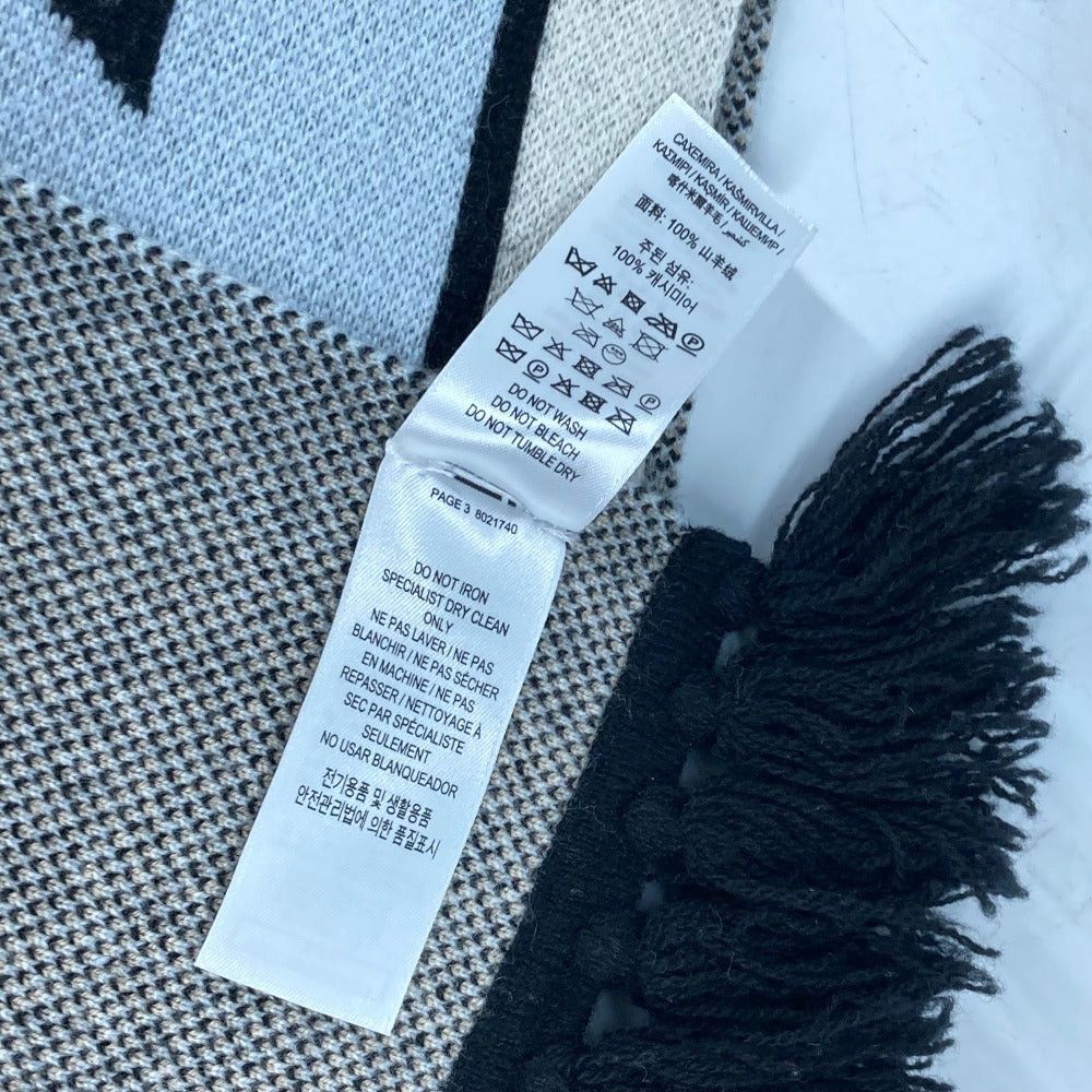 Burberry Burberry 8021740 Border Logo Fringe Scarf Cashmere Women Beige Size ONE SIZE - 9 Thumbnail