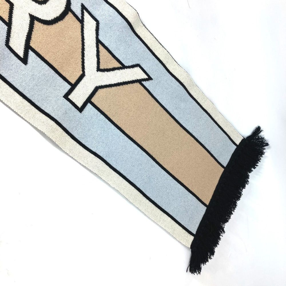 Burberry Burberry 8021740 Border Logo Fringe Scarf Cashmere Women Beige Size ONE SIZE - 5 Thumbnail