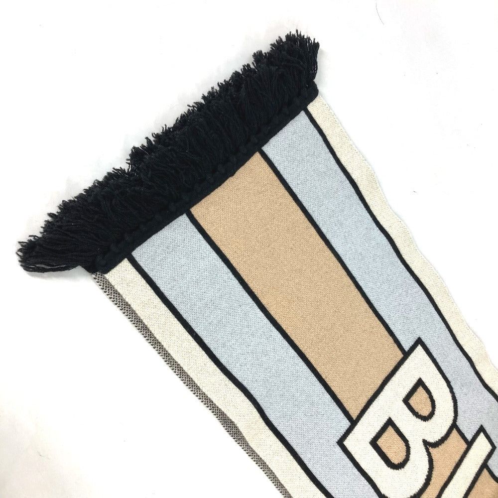 Burberry Burberry 8021740 Border Logo Fringe Scarf Cashmere Women Beige Size ONE SIZE - 4 Thumbnail