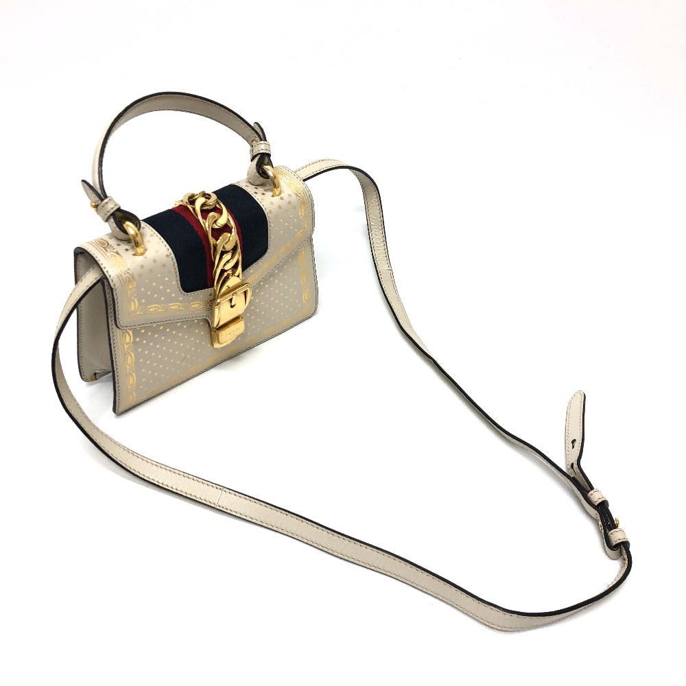 Gucci Gucci 470270 Sylvie 2 Way Bag Briefcase Handbag Shoulder Leather Women White Size ONE SIZE - 10 Thumbnail