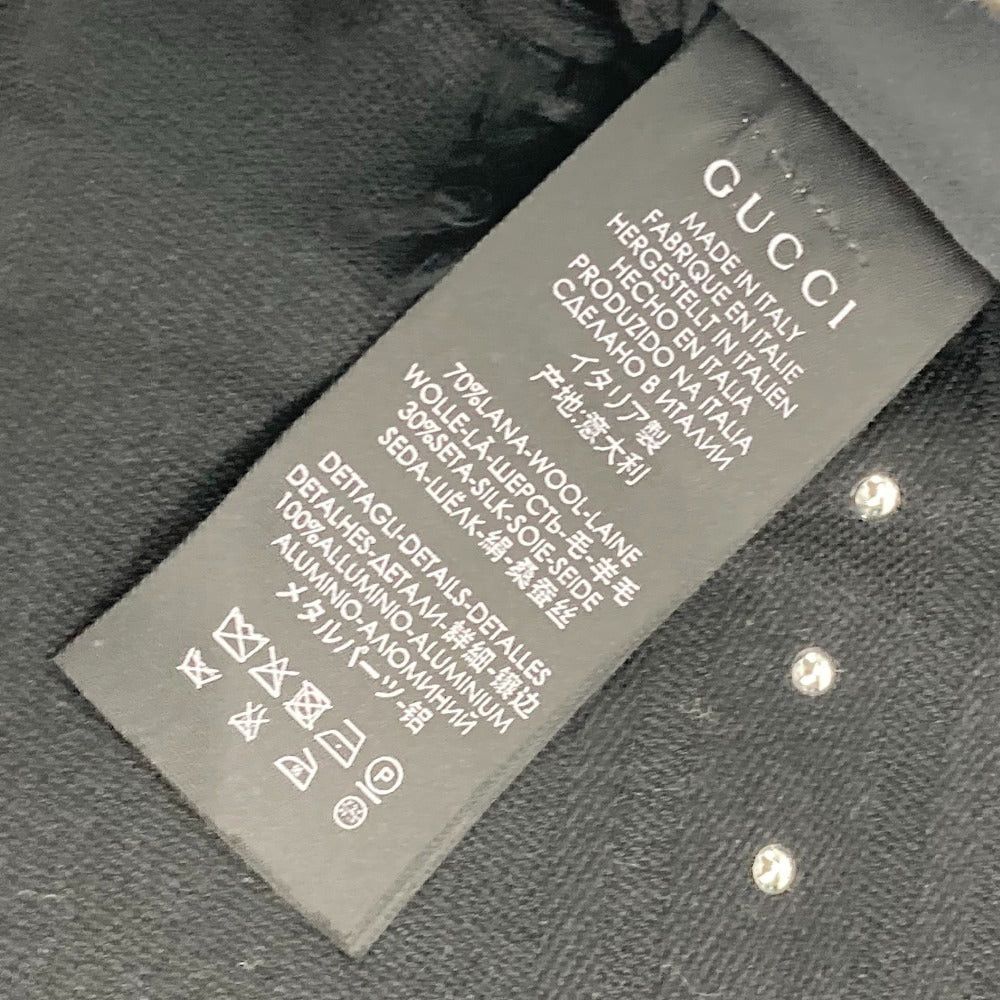 Gucci Gucci 508027 Gg Studs Shawl Fringe Stoles Apparel Accessories Scarf Wool Men Black Size ONE SIZE - 5 Thumbnail