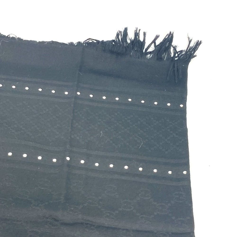 Gucci Gucci 508027 Gg Studs Shawl Fringe Stoles Apparel Accessories Scarf Wool Men Black Size ONE SIZE - 3 Thumbnail