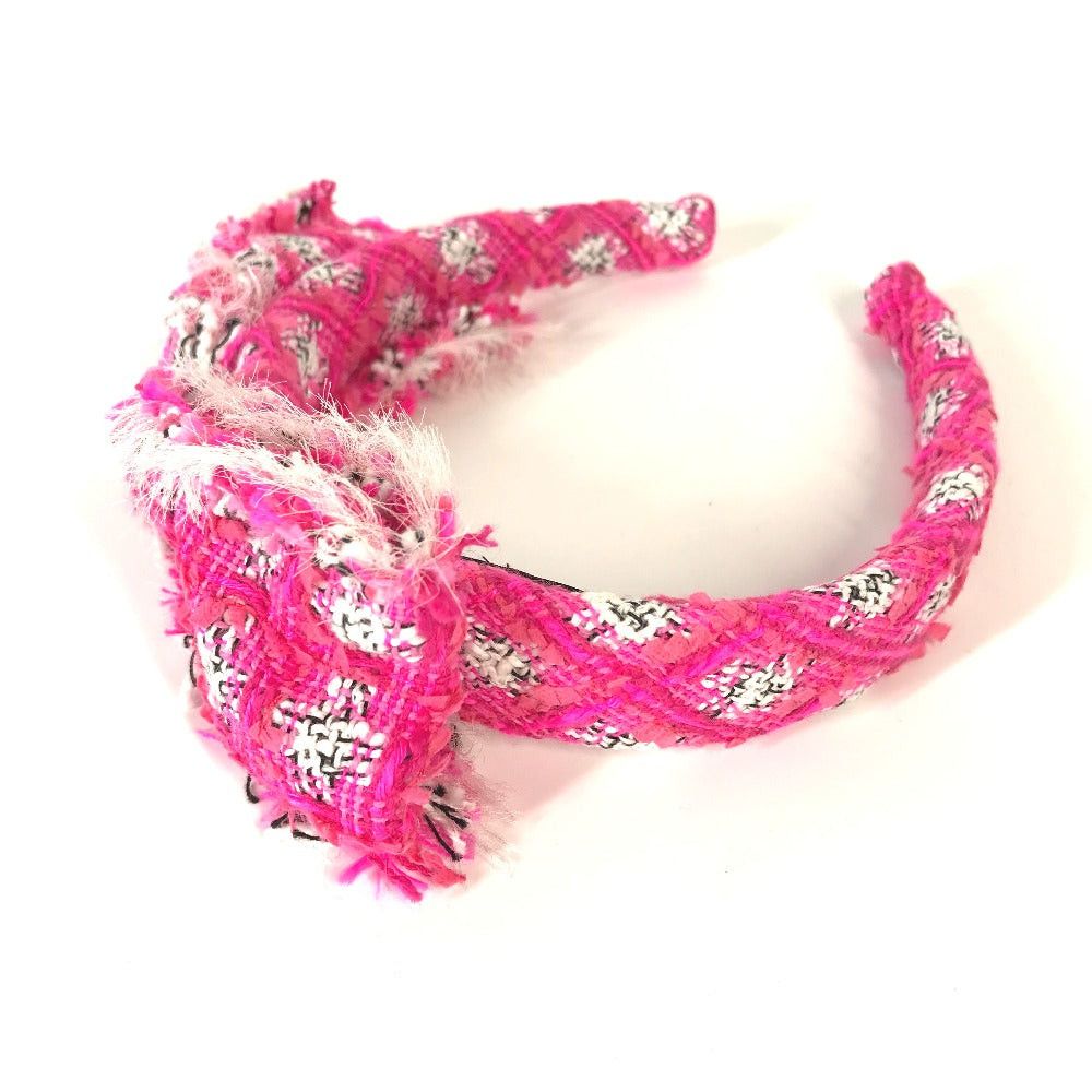 Chanel Chanel 14S Ribbon Li-Bon Headband Hair Band Accessory Horseshoe-Shaped Hairband Tweed Women Pink Size ONE SIZE - 2 Thumbnail