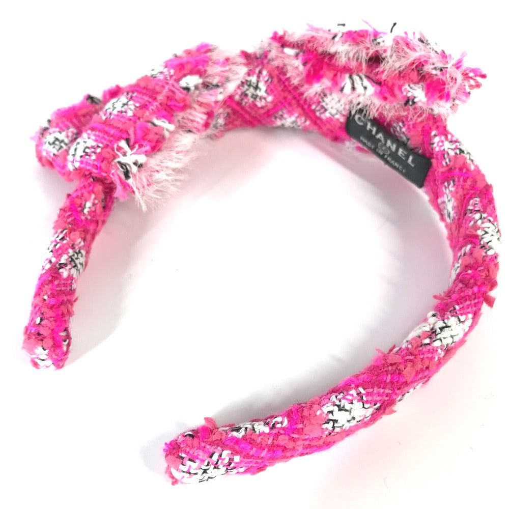 Chanel Chanel 14S Ribbon Li-Bon Headband Hair Band Accessory Horseshoe-Shaped Hairband Tweed Women Pink Size ONE SIZE - 6 Thumbnail