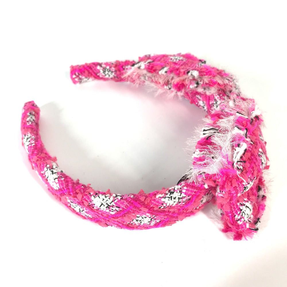 Chanel Chanel 14S Ribbon Li-Bon Headband Hair Band Accessory Horseshoe-Shaped Hairband Tweed Women Pink Size ONE SIZE - 4 Thumbnail