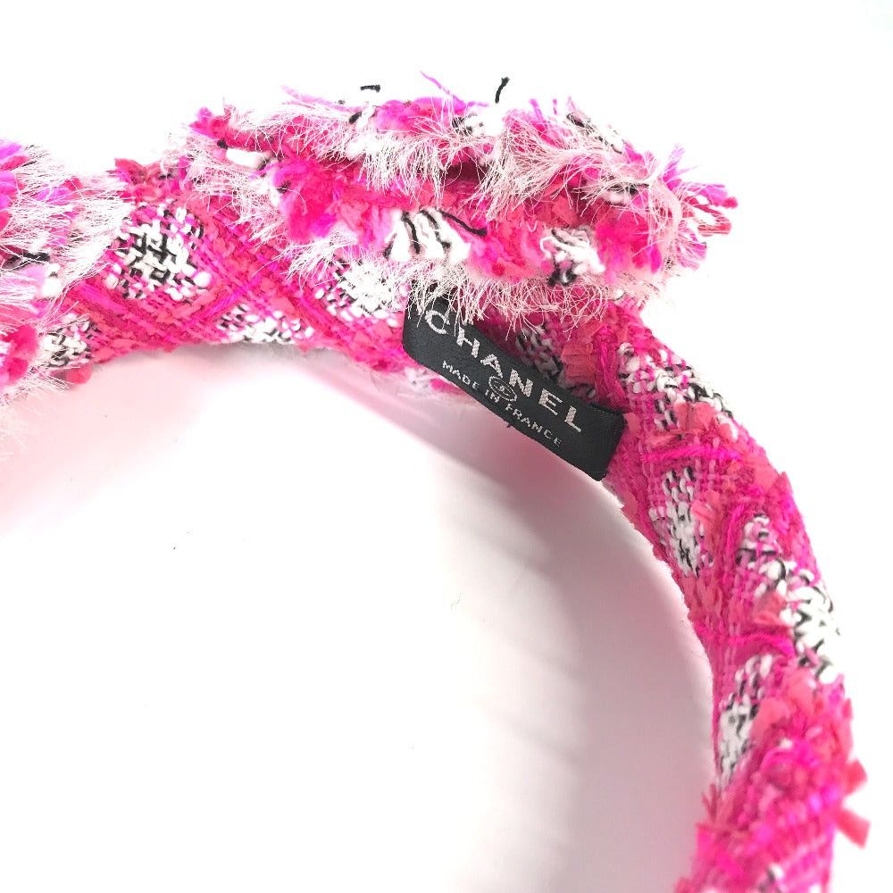Chanel Chanel 14S Ribbon Li-Bon Headband Hair Band Accessory Horseshoe-Shaped Hairband Tweed Women Pink Size ONE SIZE - 5 Thumbnail