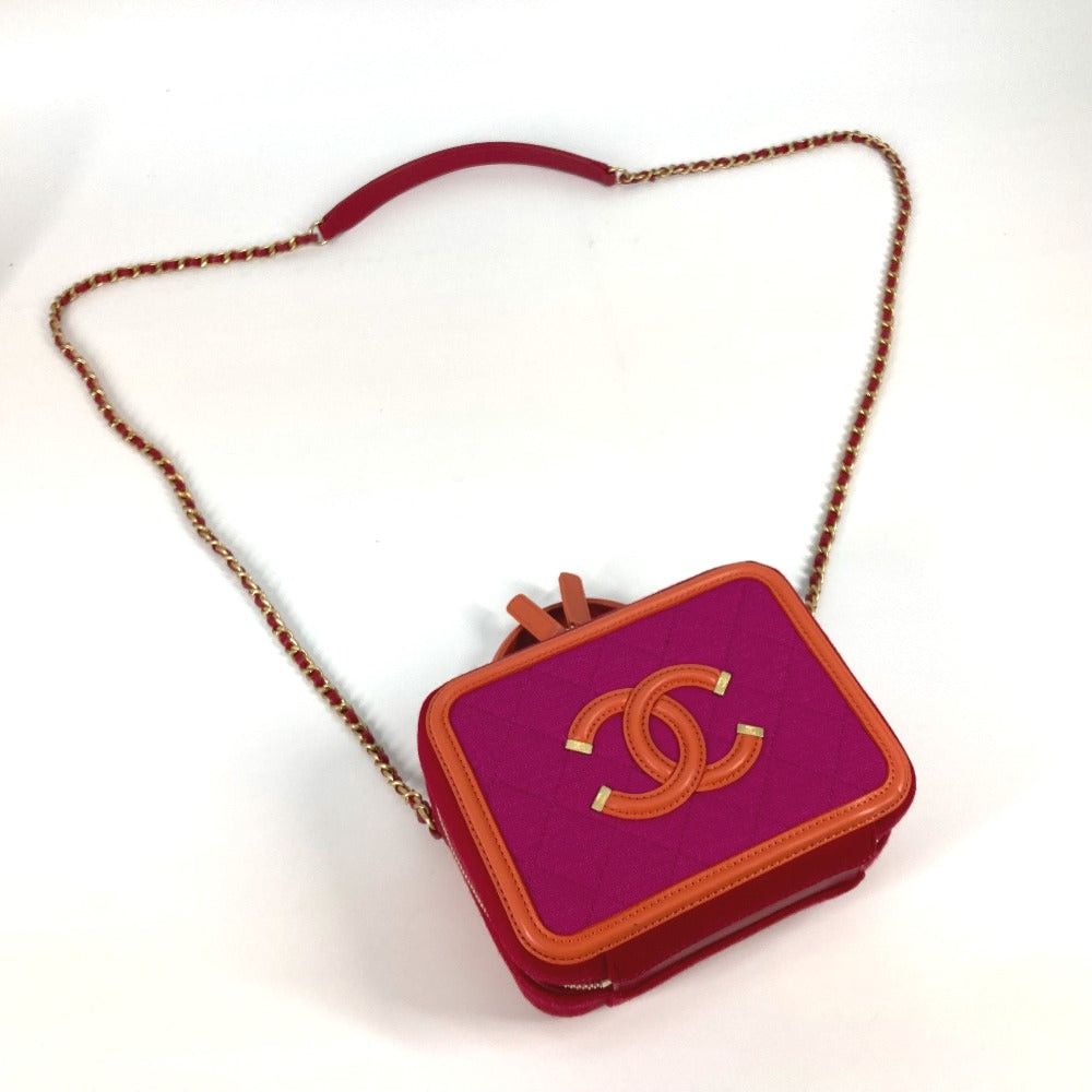 Chanel Chanel Coma Mark Diagonal Hanging (E.G. Of A Rocket) Cc Filigree Vanity Bag 2 Way Chain Shoulder Canvas/Leather Women Red Size ONE SIZE - 8 Thumbnail