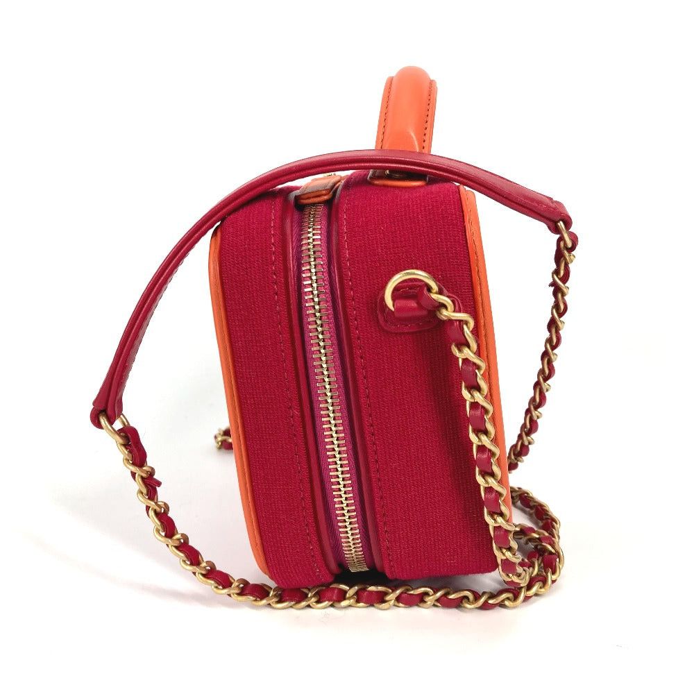 Chanel Chanel Coma Mark Diagonal Hanging (E.G. Of A Rocket) Cc Filigree Vanity Bag 2 Way Chain Shoulder Canvas/Leather Women Red Size ONE SIZE - 4 Thumbnail