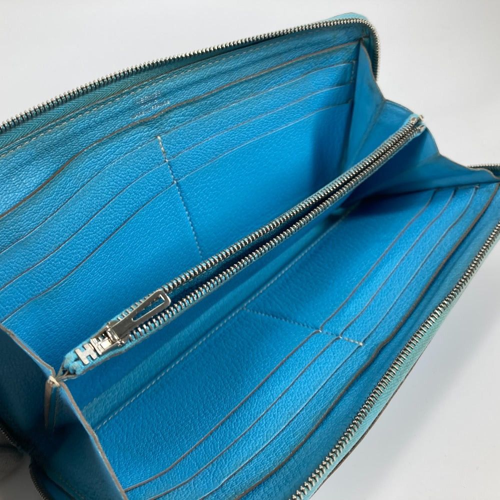 Hermes Hermes Long Wallet Evelyn Punched Logo Round Fastener Leather Women Blue-Gene Blue Size ONE SIZE - 8 Thumbnail
