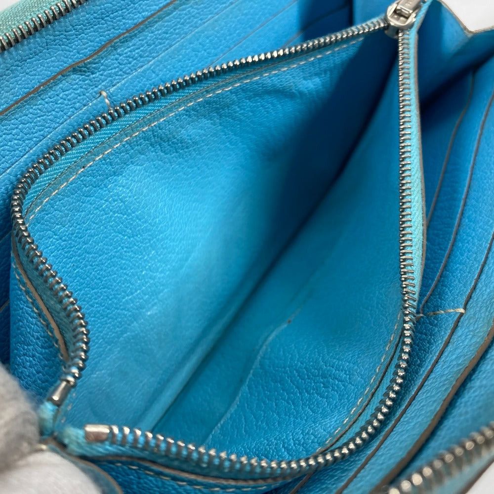 Hermes Hermes Long Wallet Evelyn Punched Logo Round Fastener Leather Women Blue-Gene Blue Size ONE SIZE - 12 Thumbnail
